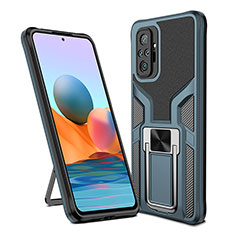 Custodia Silicone e Plastica Opaca Cover con Magnetico Anello Supporto ZL1 per Xiaomi Redmi Note 10 Pro 4G Ciano