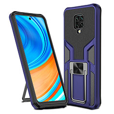 Custodia Silicone e Plastica Opaca Cover con Magnetico Anello Supporto ZL1 per Xiaomi Redmi Note 9 Pro Blu