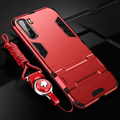Custodia Silicone e Plastica Opaca Cover con Magnetico Supporto A01 per Huawei Mate 40 Lite 5G Rosso