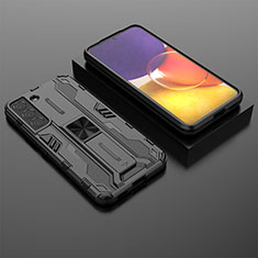 Custodia Silicone e Plastica Opaca Cover con Magnetico Supporto A01 per Samsung Galaxy S21 FE 5G Nero