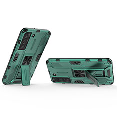 Custodia Silicone e Plastica Opaca Cover con Magnetico Supporto A02 per Samsung Galaxy S21 Plus 5G Verde