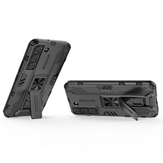 Custodia Silicone e Plastica Opaca Cover con Magnetico Supporto A02 per Samsung Galaxy S22 5G Nero