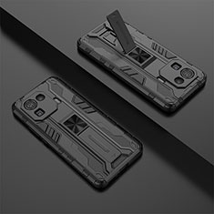 Custodia Silicone e Plastica Opaca Cover con Magnetico Supporto A02 per Xiaomi Mi 11 Pro 5G Nero