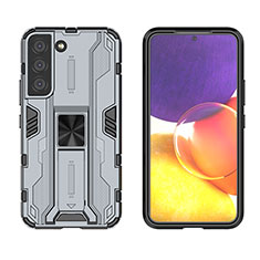 Custodia Silicone e Plastica Opaca Cover con Magnetico Supporto A03 per Samsung Galaxy S21 FE 5G Grigio