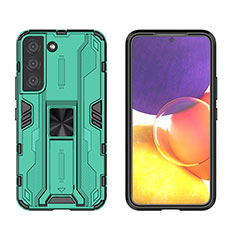 Custodia Silicone e Plastica Opaca Cover con Magnetico Supporto A03 per Samsung Galaxy S21 FE 5G Verde