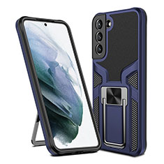 Custodia Silicone e Plastica Opaca Cover con Magnetico Supporto A05 per Samsung Galaxy S22 5G Blu
