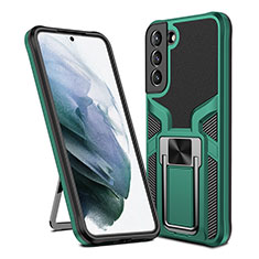 Custodia Silicone e Plastica Opaca Cover con Magnetico Supporto A05 per Samsung Galaxy S22 Plus 5G Verde