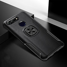 Custodia Silicone e Plastica Opaca Cover con Magnetico Supporto H02 per Huawei Honor V20 Nero