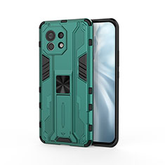 Custodia Silicone e Plastica Opaca Cover con Magnetico Supporto H02 per Xiaomi Mi 11 Lite 5G NE Verde