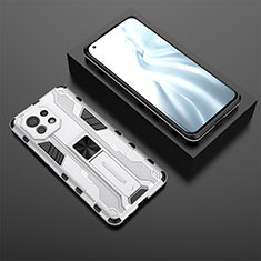 Custodia Silicone e Plastica Opaca Cover con Magnetico Supporto H03 per Xiaomi Mi 11 Lite 4G Bianco