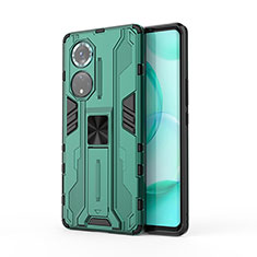 Custodia Silicone e Plastica Opaca Cover con Magnetico Supporto KC1 per Huawei Honor 50 Pro 5G Verde