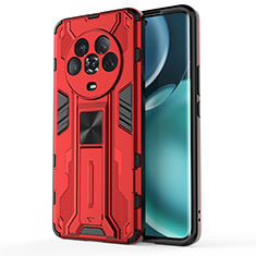 Custodia Silicone e Plastica Opaca Cover con Magnetico Supporto KC1 per Huawei Honor Magic4 5G Rosso