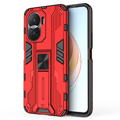 Custodia Silicone e Plastica Opaca Cover con Magnetico Supporto KC1 per Huawei Honor X40i 5G Rosso