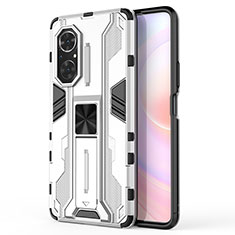 Custodia Silicone e Plastica Opaca Cover con Magnetico Supporto KC1 per Huawei Nova 9 SE Argento