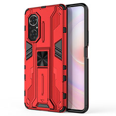 Custodia Silicone e Plastica Opaca Cover con Magnetico Supporto KC1 per Huawei Nova 9 SE Rosso