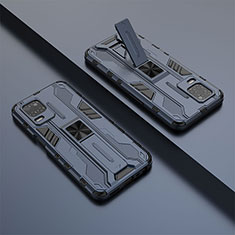 Custodia Silicone e Plastica Opaca Cover con Magnetico Supporto KC1 per Realme 8 5G Blu