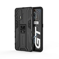 Custodia Silicone e Plastica Opaca Cover con Magnetico Supporto KC1 per Realme GT Neo 5G Nero