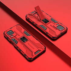 Custodia Silicone e Plastica Opaca Cover con Magnetico Supporto KC1 per Realme Q3 5G Rosso