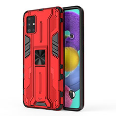Custodia Silicone e Plastica Opaca Cover con Magnetico Supporto KC1 per Samsung Galaxy A51 5G Rosso