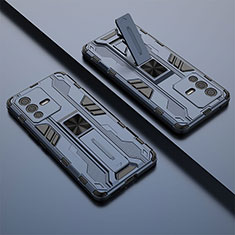 Custodia Silicone e Plastica Opaca Cover con Magnetico Supporto KC1 per Vivo V23 Pro 5G Blu