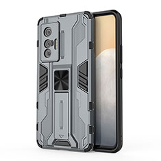 Custodia Silicone e Plastica Opaca Cover con Magnetico Supporto KC1 per Vivo X70t Grigio