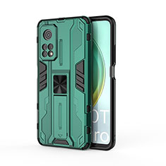 Custodia Silicone e Plastica Opaca Cover con Magnetico Supporto KC1 per Xiaomi Mi 10T 5G Verde