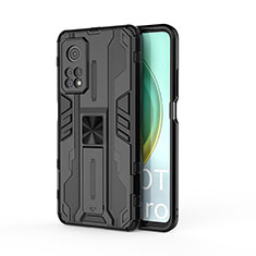 Custodia Silicone e Plastica Opaca Cover con Magnetico Supporto KC1 per Xiaomi Mi 10T Pro 5G Nero