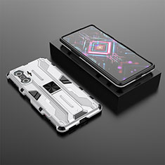 Custodia Silicone e Plastica Opaca Cover con Magnetico Supporto KC1 per Xiaomi Poco F3 GT 5G Argento