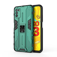 Custodia Silicone e Plastica Opaca Cover con Magnetico Supporto KC1 per Xiaomi Poco M3 Verde