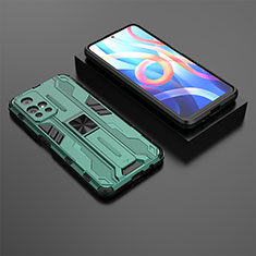Custodia Silicone e Plastica Opaca Cover con Magnetico Supporto KC1 per Xiaomi Poco M4 Pro 5G Verde