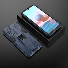 Custodia Silicone e Plastica Opaca Cover con Magnetico Supporto KC1 per Xiaomi Poco M5S Blu