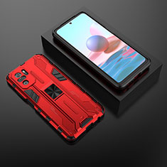 Custodia Silicone e Plastica Opaca Cover con Magnetico Supporto KC1 per Xiaomi Poco M5S Rosso
