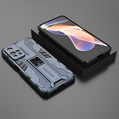 Custodia Silicone e Plastica Opaca Cover con Magnetico Supporto KC1 per Xiaomi Poco X4 NFC Blu