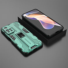Custodia Silicone e Plastica Opaca Cover con Magnetico Supporto KC1 per Xiaomi Poco X4 NFC Verde