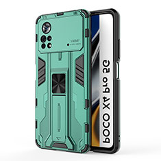 Custodia Silicone e Plastica Opaca Cover con Magnetico Supporto KC1 per Xiaomi Poco X4 Pro 5G Verde