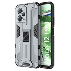 Custodia Silicone e Plastica Opaca Cover con Magnetico Supporto KC1 per Xiaomi Poco X5 5G Grigio