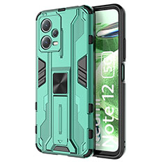 Custodia Silicone e Plastica Opaca Cover con Magnetico Supporto KC1 per Xiaomi Poco X5 5G Verde