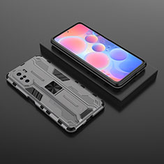 Custodia Silicone e Plastica Opaca Cover con Magnetico Supporto KC1 per Xiaomi Redmi K40 5G Grigio