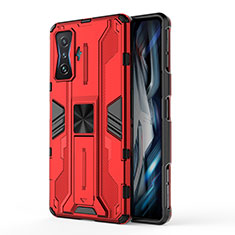 Custodia Silicone e Plastica Opaca Cover con Magnetico Supporto KC1 per Xiaomi Redmi K50 Gaming 5G Rosso