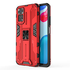 Custodia Silicone e Plastica Opaca Cover con Magnetico Supporto KC1 per Xiaomi Redmi Note 11S 4G Rosso