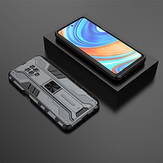 Custodia Silicone e Plastica Opaca Cover con Magnetico Supporto KC1 per Xiaomi Redmi Note 9S Grigio