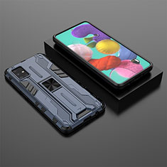 Custodia Silicone e Plastica Opaca Cover con Magnetico Supporto KC2 per Samsung Galaxy A51 4G Blu
