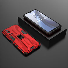 Custodia Silicone e Plastica Opaca Cover con Magnetico Supporto KC2 per Vivo iQOO Z3 5G Rosso