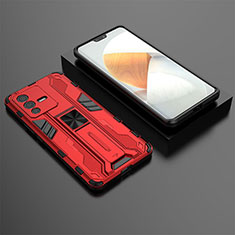 Custodia Silicone e Plastica Opaca Cover con Magnetico Supporto KC2 per Vivo V23 Pro 5G Rosso