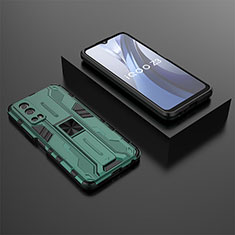 Custodia Silicone e Plastica Opaca Cover con Magnetico Supporto KC2 per Vivo Y75s 5G Verde