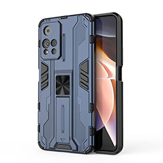 Custodia Silicone e Plastica Opaca Cover con Magnetico Supporto KC2 per Xiaomi Mi 11i 5G (2022) Blu