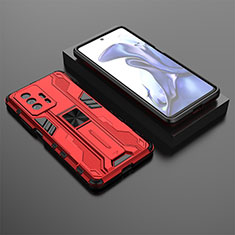 Custodia Silicone e Plastica Opaca Cover con Magnetico Supporto KC2 per Xiaomi Mi 11T 5G Rosso