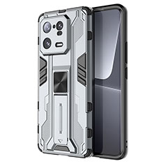 Custodia Silicone e Plastica Opaca Cover con Magnetico Supporto KC2 per Xiaomi Mi 13 Pro 5G Grigio