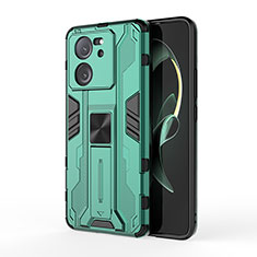 Custodia Silicone e Plastica Opaca Cover con Magnetico Supporto KC2 per Xiaomi Mi 13T 5G Verde