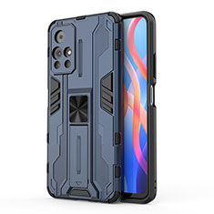 Custodia Silicone e Plastica Opaca Cover con Magnetico Supporto KC2 per Xiaomi Poco M4 Pro 5G Blu